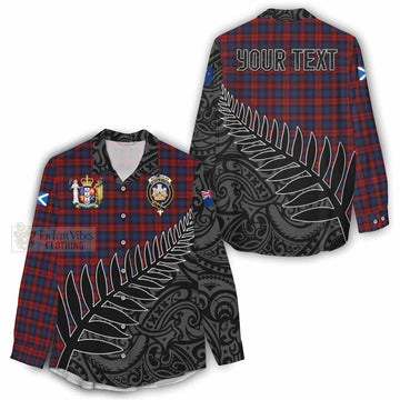 MacLachlan (McLachlan) Crest Tartan Women's Casual Shirt with New Zealand Silver Fern Half Style