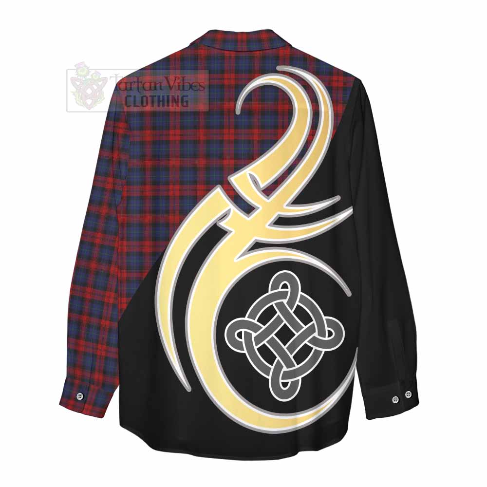 Tartan Vibes Clothing MacLachlan (McLachlan) Tartan Women's Casual Shirt with Family Crest and Celtic Symbol Style