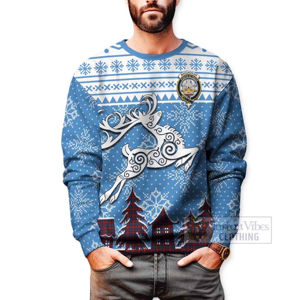 Tartan Vibes Clothing MacLachlan (McLachlan) Clan Christmas Sweatshirt Celtic Reindeer Style