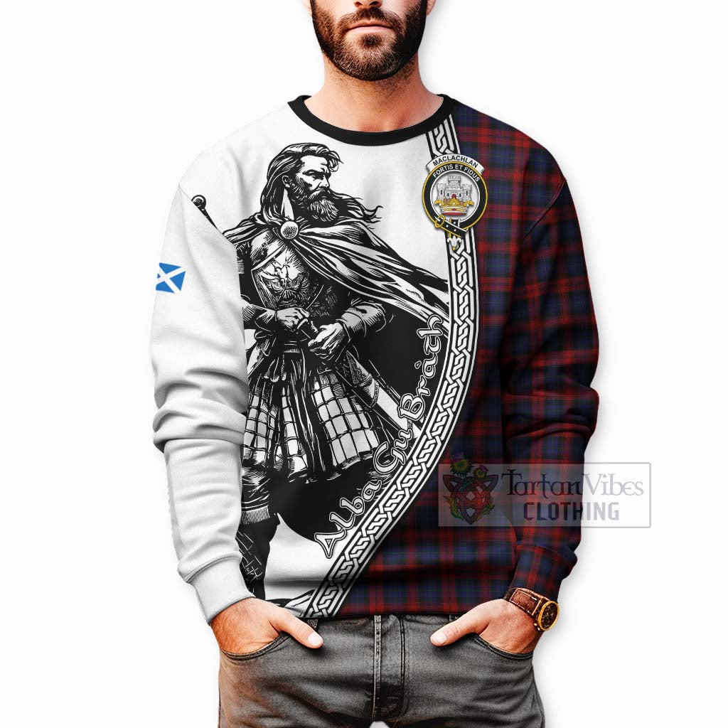 Tartan Vibes Clothing MacLachlan (McLachlan) Tartan Clan Crest Sweatshirt with Highlander Warrior Celtic Style