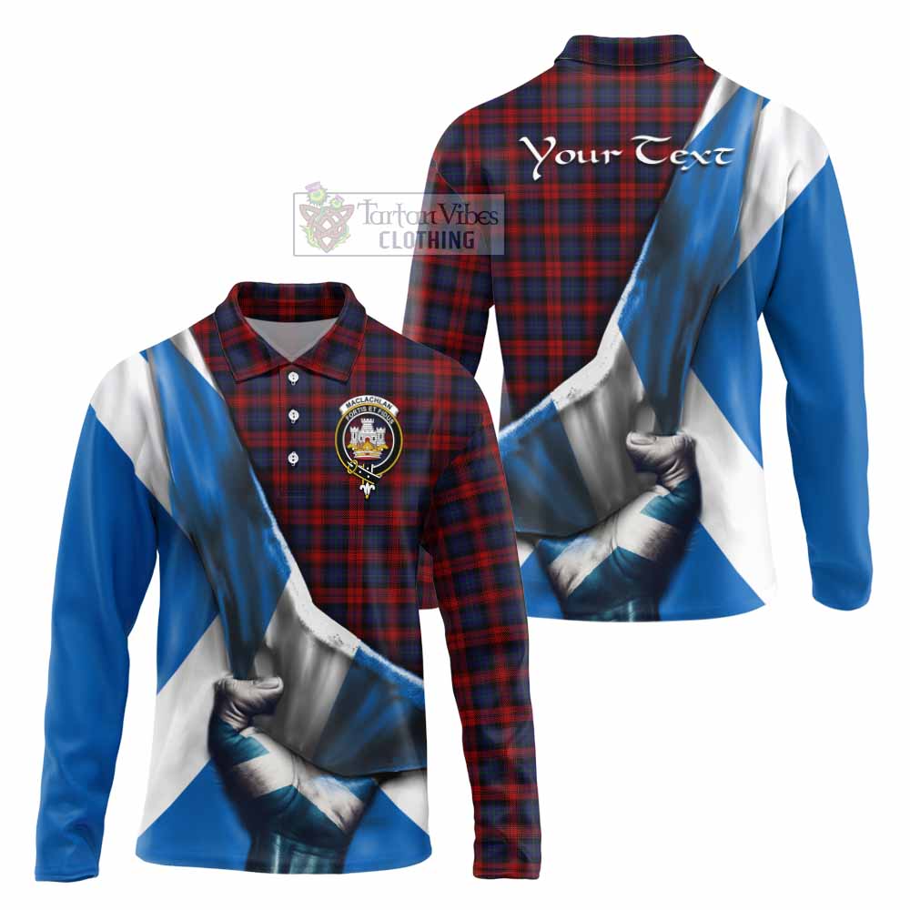 Tartan Vibes Clothing MacLachlan (McLachlan) Tartan Long Sleeve Polo Shirt with Family Crest Scotland Patriotic Style