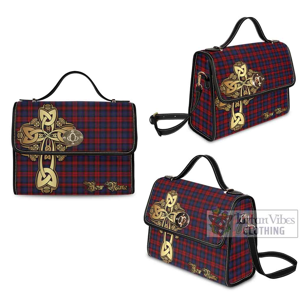 Tartan Vibes Clothing MacLachlan (McLachlan) Tartan Waterproof Canvas Bag Golden Thistle Celtic Cross Style