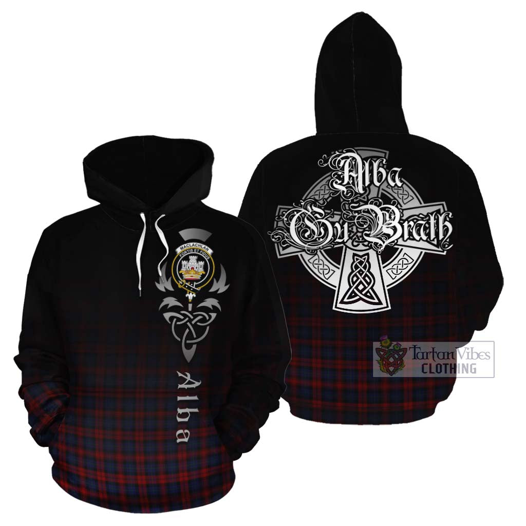 Tartan Vibes Clothing MacLachlan (McLachlan) Tartan Cotton Hoodie Featuring Alba Gu Brath Family Crest Celtic Inspired