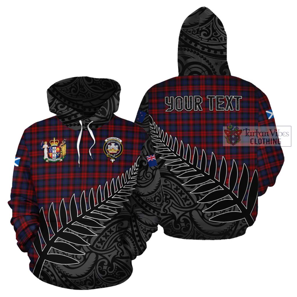 Tartan Vibes Clothing MacLachlan (McLachlan) Crest Tartan Cotton Hoodie with New Zealand Silver Fern Half Style