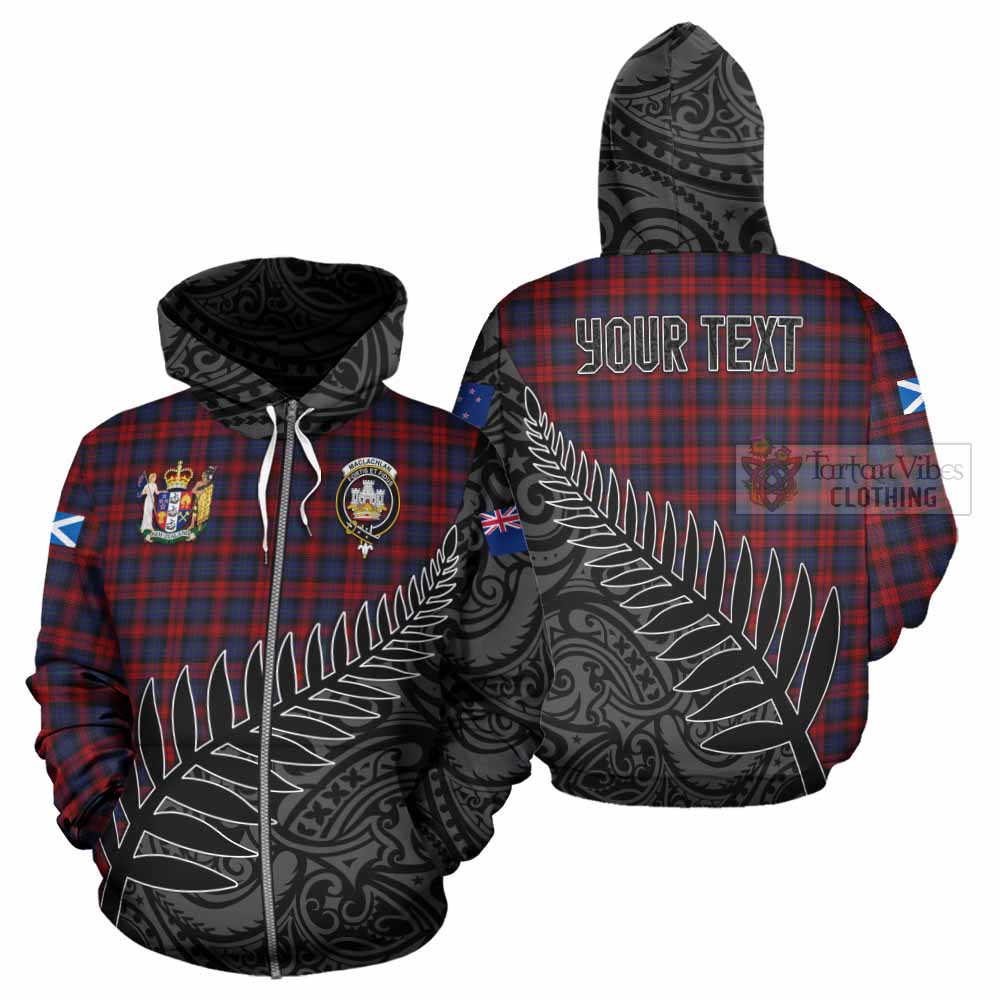 Tartan Vibes Clothing MacLachlan (McLachlan) Crest Tartan Hoodie with New Zealand Silver Fern Half Style