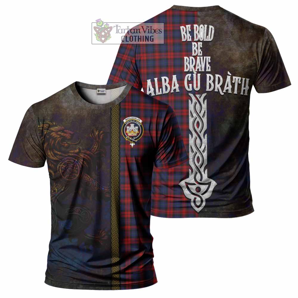 MacLachlan (McLachlan) Tartan Family Crest T-Shirt Alba Gu Brath Be Brave Lion Ancient Style - Tartan Vibes Clothing