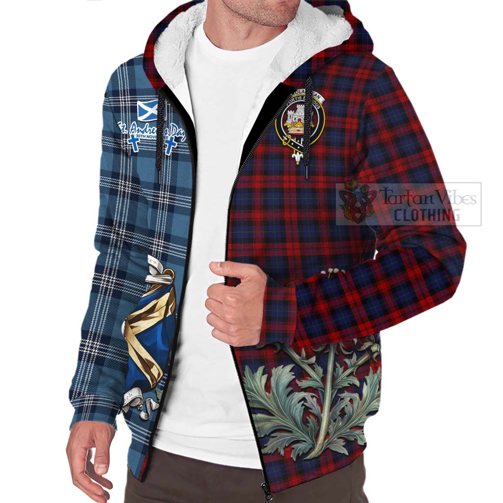 Tartan Vibes Clothing MacLachlan (McLachlan) Tartan Sherpa Hoodie Happy St. Andrew's Day Half Tartan Style