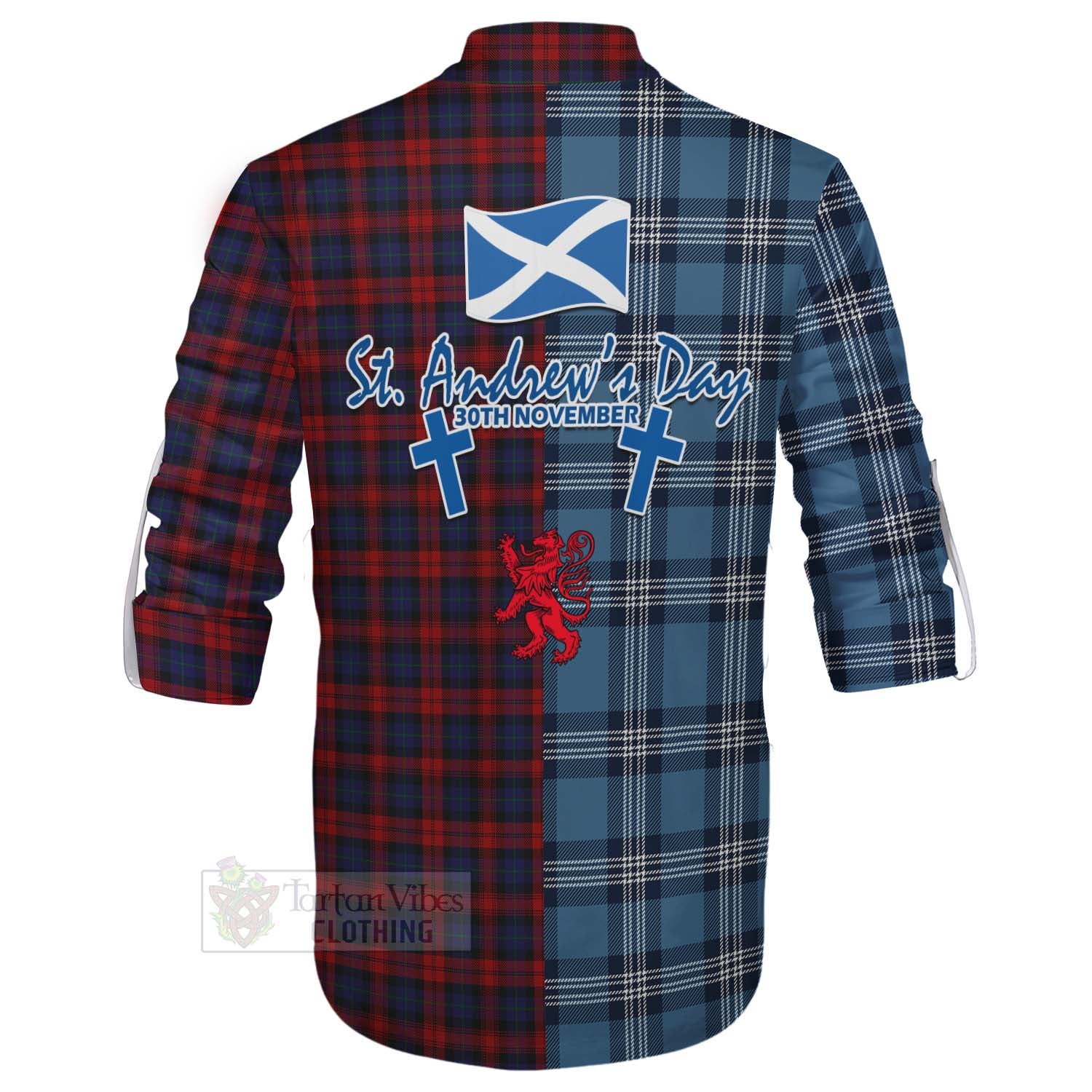 Tartan Vibes Clothing MacLachlan (McLachlan) Tartan Ghillie Kilt Shirt Happy St. Andrew's Day Half Tartan Style