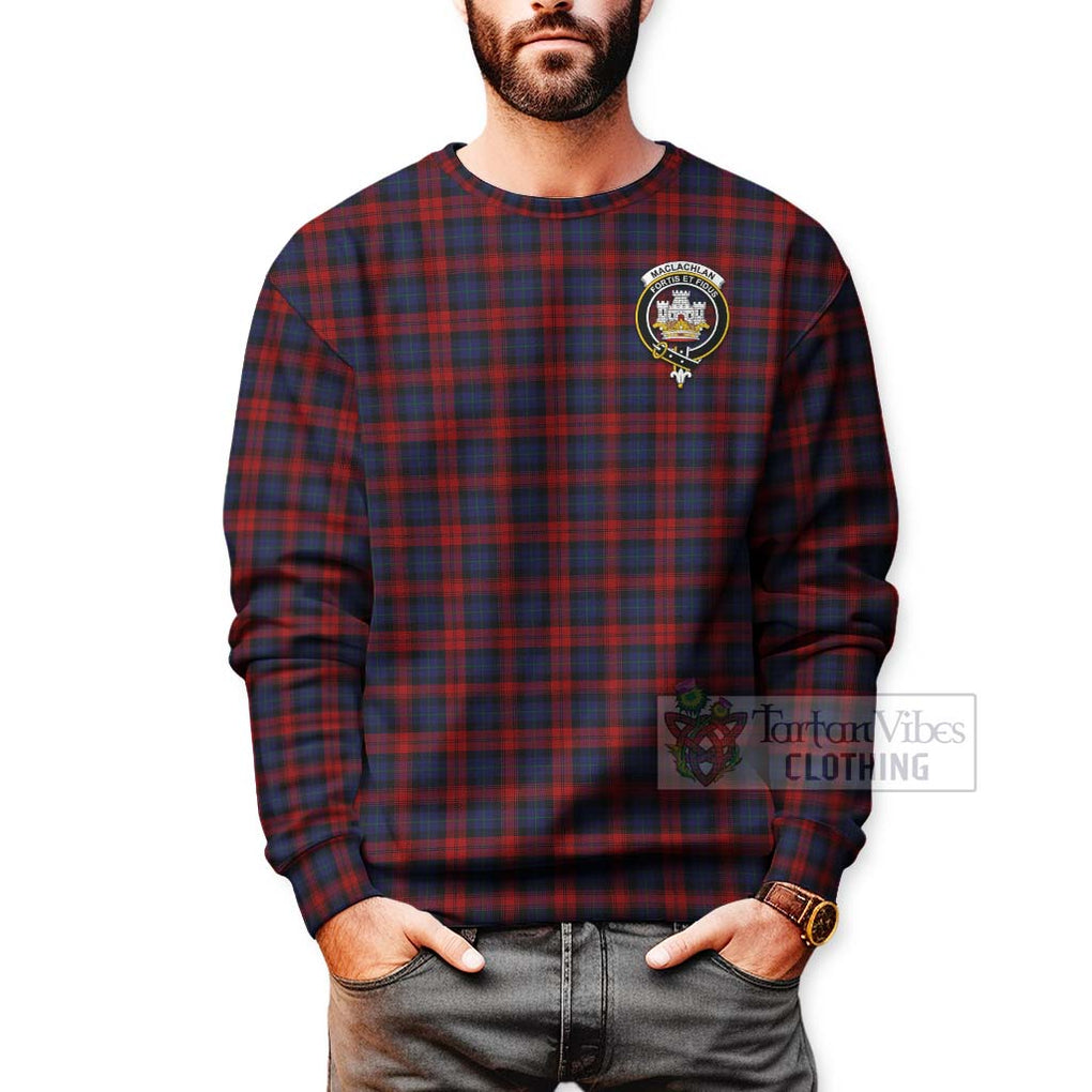 Tartan Vibes Clothing MacLachlan (McLachlan) Tartan Sweatshirt with Family Crest Celtic Skull Style