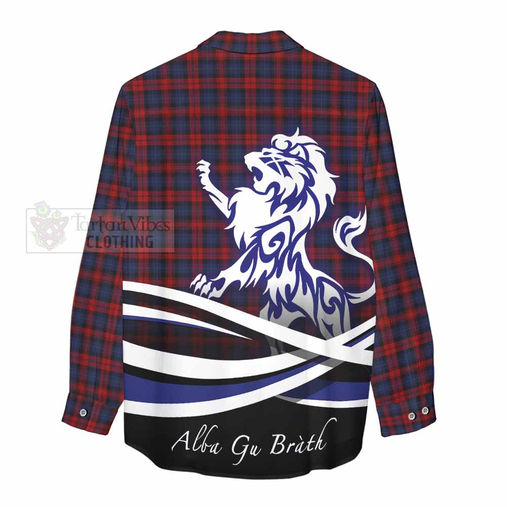 Tartan Vibes Clothing MacLachlan (McLachlan) Tartan Women's Casual Shirt with Alba Gu Brath Regal Lion Emblem