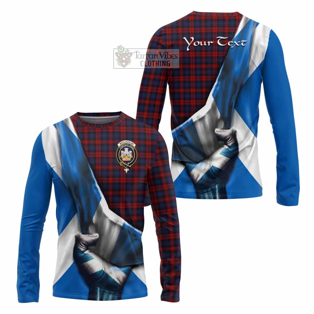 Tartan Vibes Clothing MacLachlan (McLachlan) Tartan Long Sleeve T-Shirt with Family Crest Scotland Patriotic Style