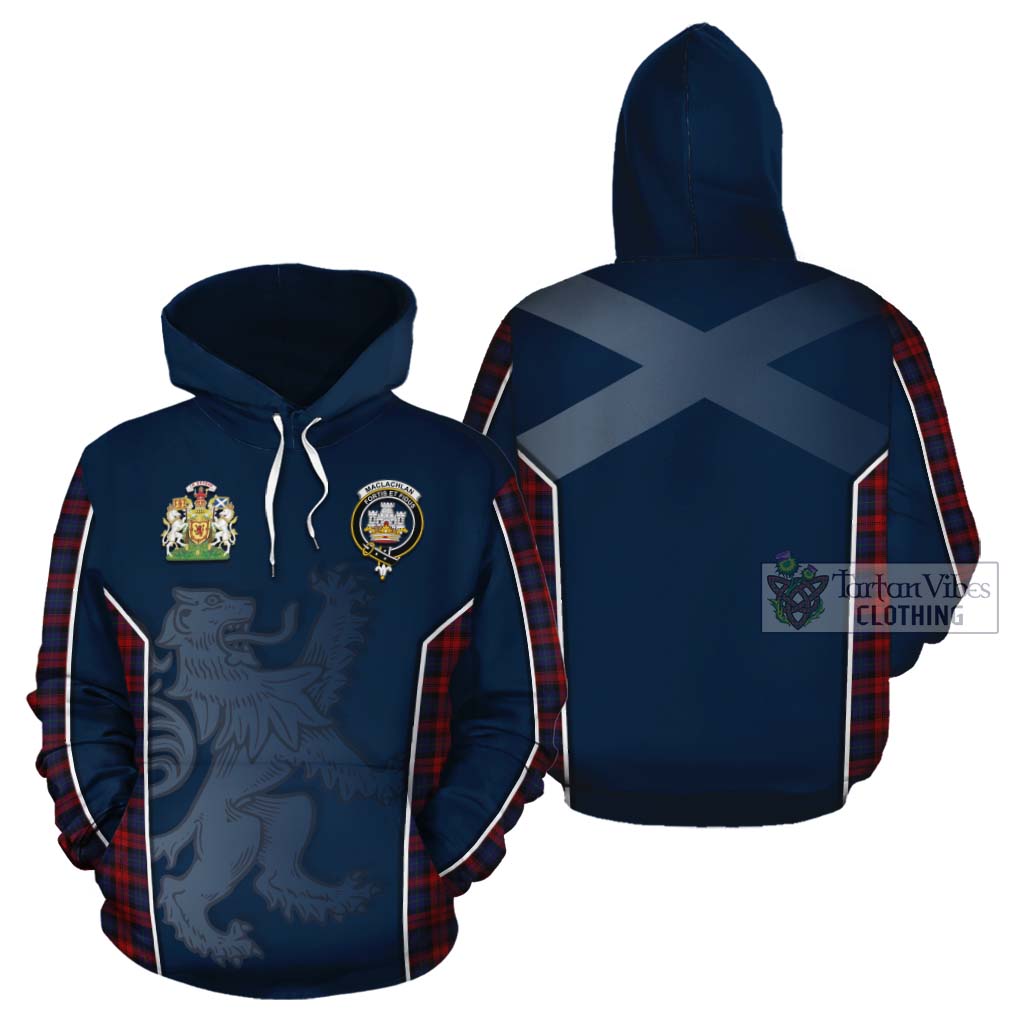 Tartan Vibes Clothing MacLachlan (McLachlan) Tartan Cotton Hoodie with Family Crest and Lion Rampant Vibes Sport Style