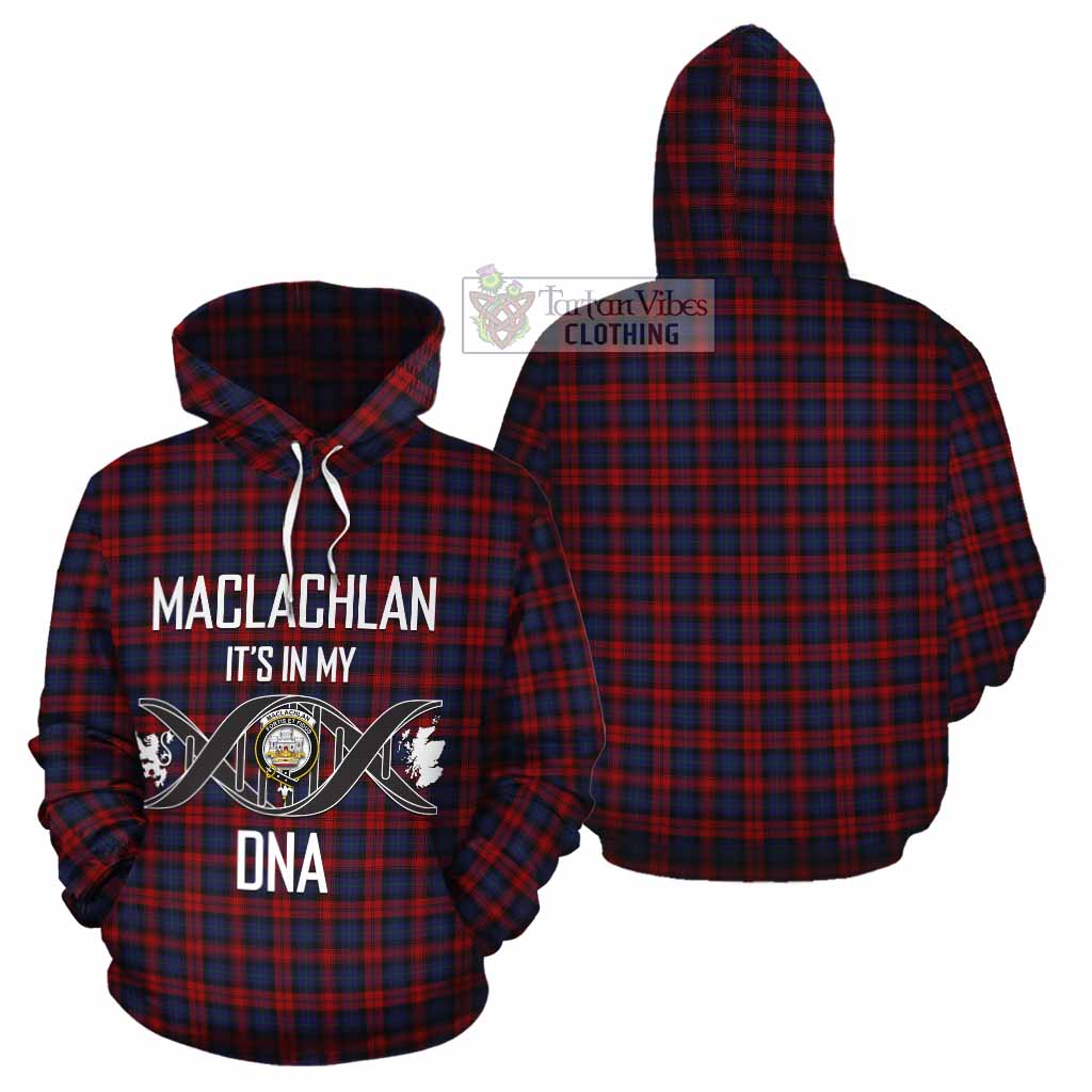 Tartan Vibes Clothing MacLachlan (McLachlan) Tartan Cotton Hoodie with Family Crest DNA In Me Style