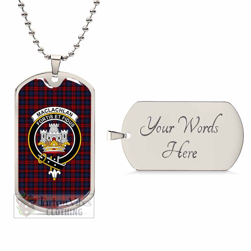 Tartan Vibes Clothing MacLachlan (McLachlan) Tartan Dog Tag Necklace with Family Crest