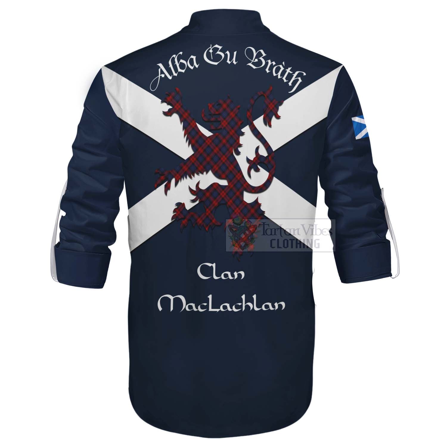 Tartan Vibes Clothing MacLachlan (McLachlan) Tartan Lion Rampant Ghillie Kilt Shirt Proudly Display Your Heritage with Alba Gu Brath and Clan Name