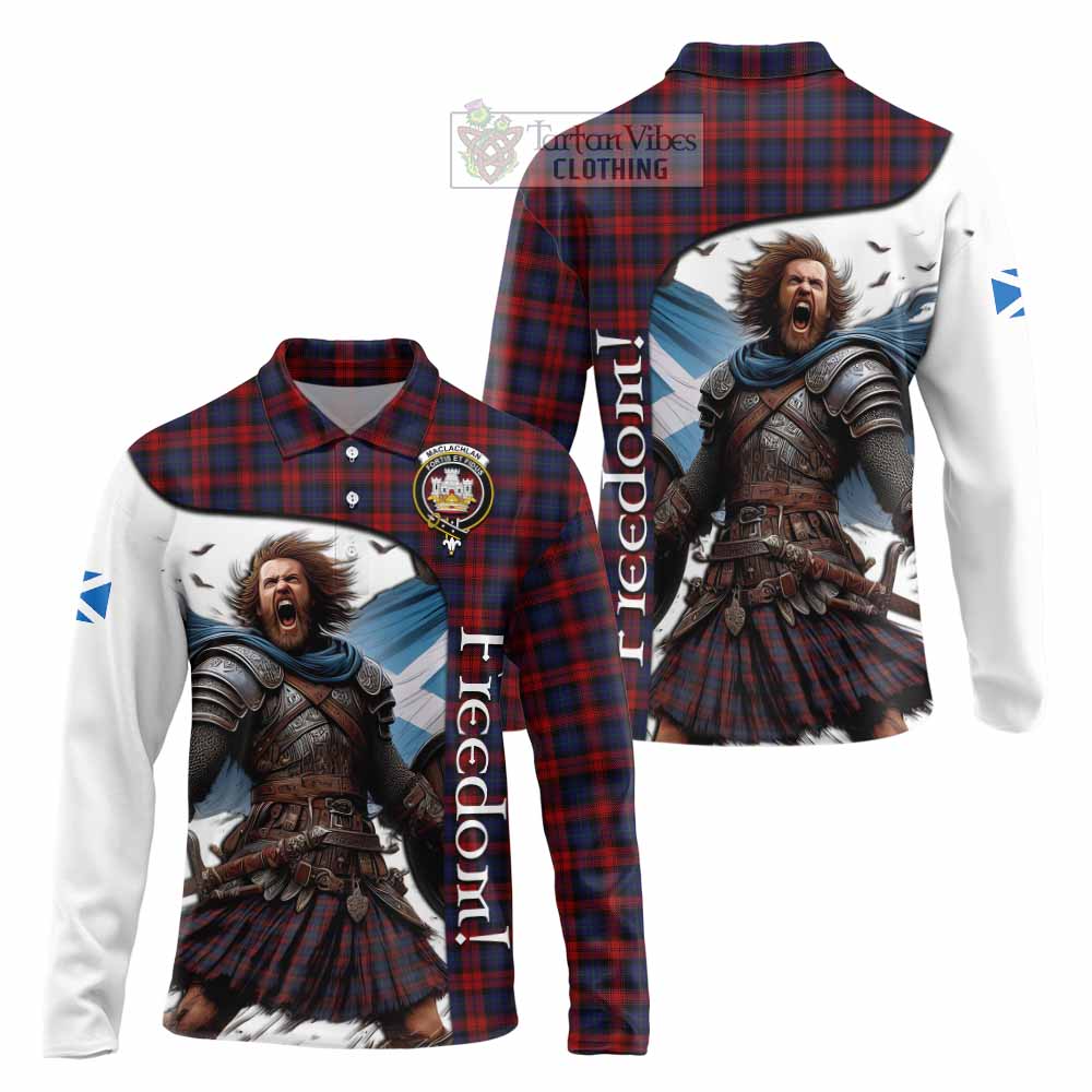 Tartan Vibes Clothing MacLachlan (McLachlan) Crest Tartan Long Sleeve Polo Shirt Inspired by the Freedom of Scottish Warrior