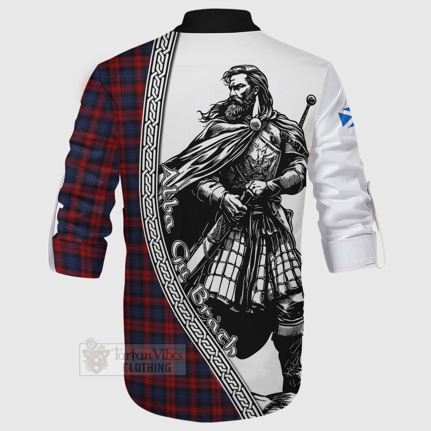 Tartan Vibes Clothing MacLachlan (McLachlan) Tartan Clan Crest Ghillie Kilt Shirt with Highlander Warrior Celtic Style