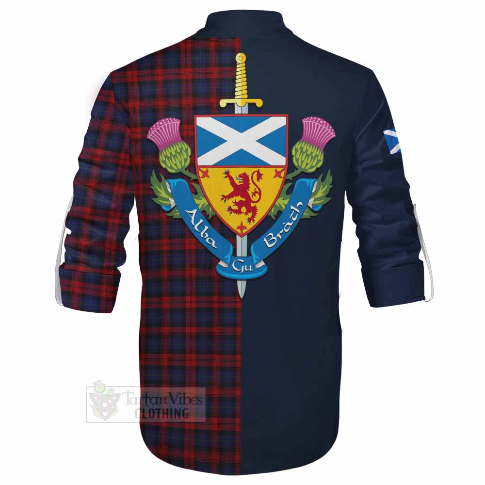 MacLachlan (McLachlan) Tartan Ghillie Kilt Shirt Alba with Scottish Lion Royal Arm Half Style