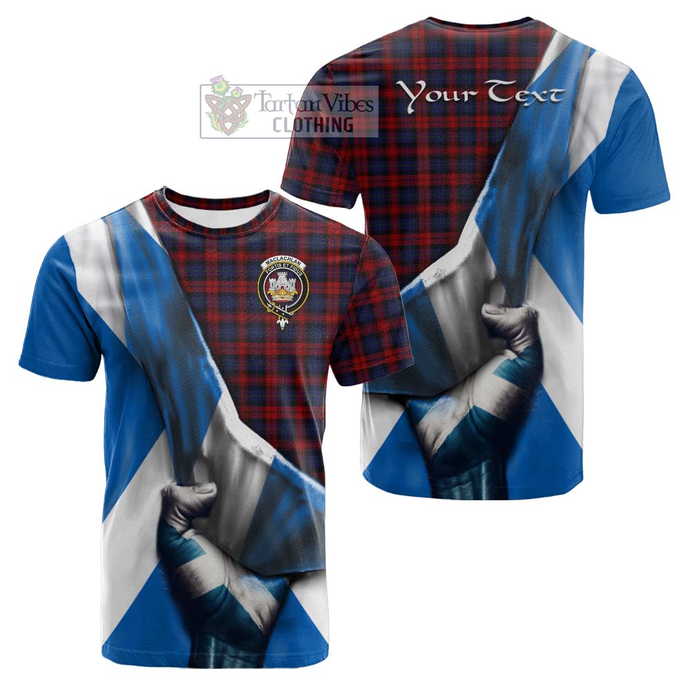 Tartan Vibes Clothing MacLachlan (McLachlan) Tartan Cotton T-shirt with Family Crest Scotland Patriotic Style