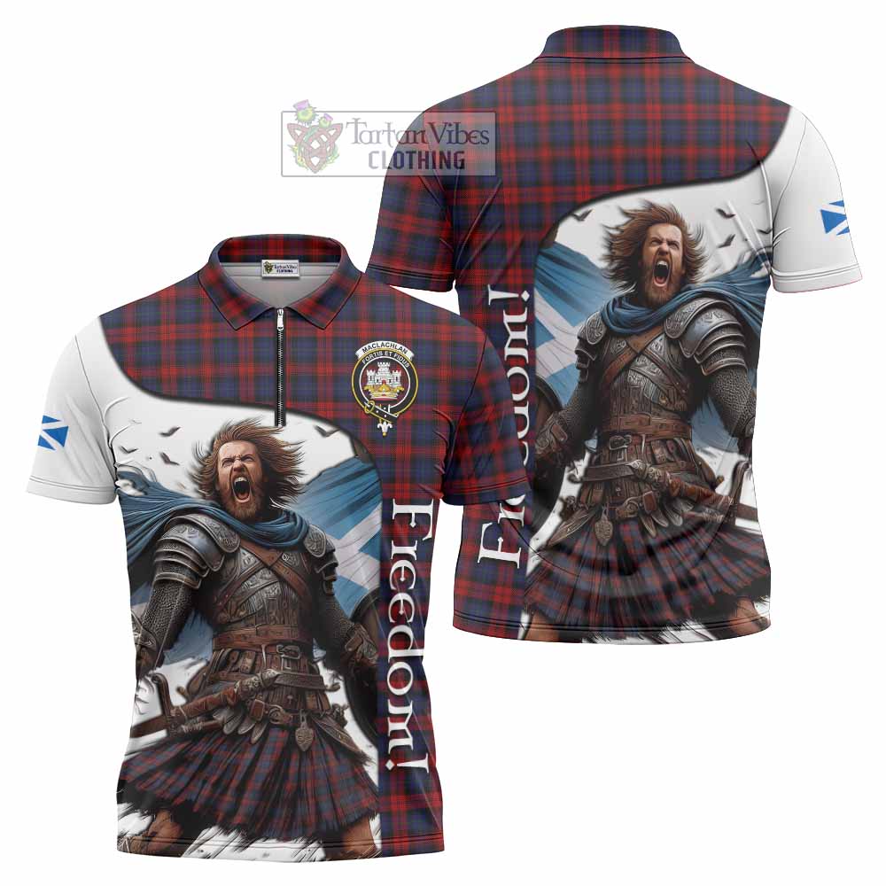 Tartan Vibes Clothing MacLachlan (McLachlan) Crest Tartan Zipper Polo Shirt Inspired by the Freedom of Scottish Warrior