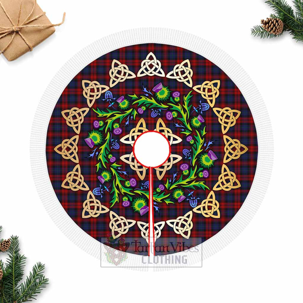 Tartan Vibes Clothing MacLachlan (McLachlan) Tartan Christmas Tree Skirt with Thistle Celtic Knot Style