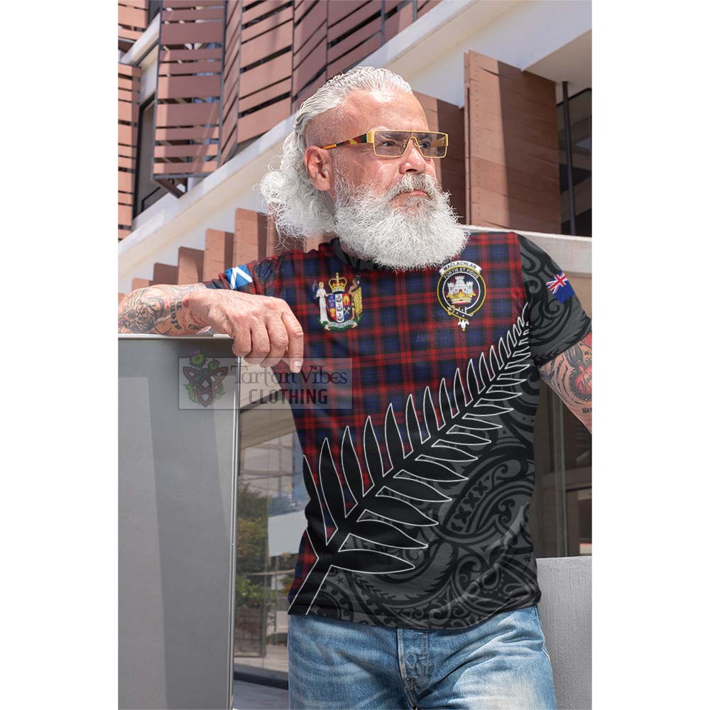 Tartan Vibes Clothing MacLachlan (McLachlan) Crest Tartan Cotton T-shirt with New Zealand Silver Fern Half Style