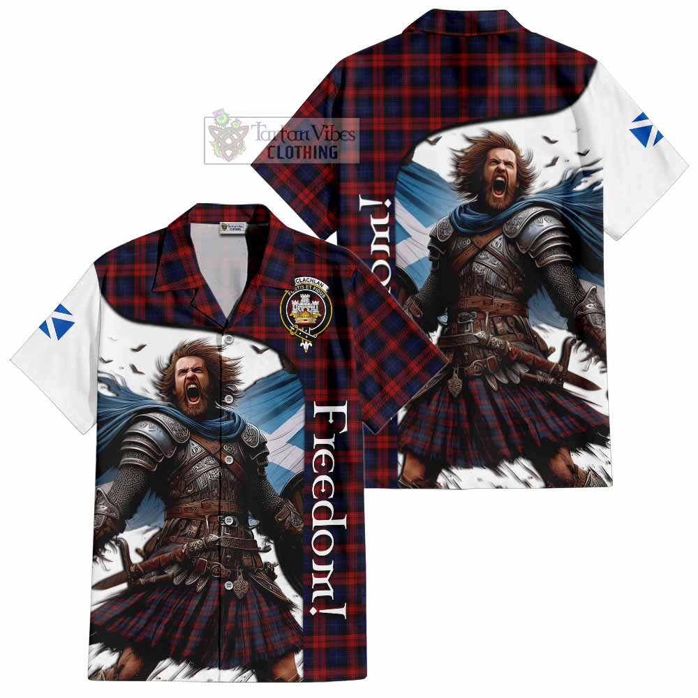 Tartan Vibes Clothing MacLachlan (McLachlan) Crest Tartan Short Sleeve Button Shirt Inspired by the Freedom of Scottish Warrior