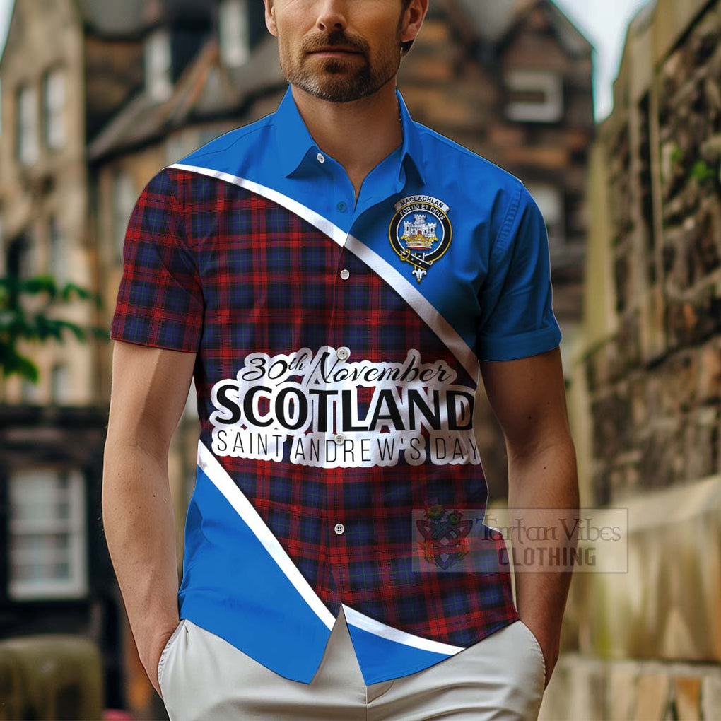 Tartan Vibes Clothing MacLachlan (McLachlan) Family Crest Tartan Short Sleeve Button Shirt Celebrate Saint Andrew's Day in Style