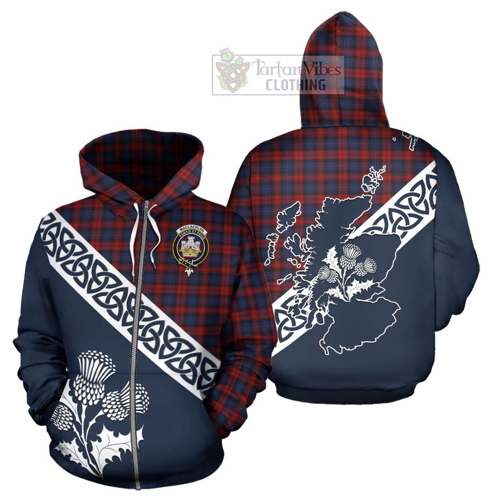 Tartan Vibes Clothing MacLachlan (McLachlan) Tartan Hoodie Featuring Thistle and Scotland Map