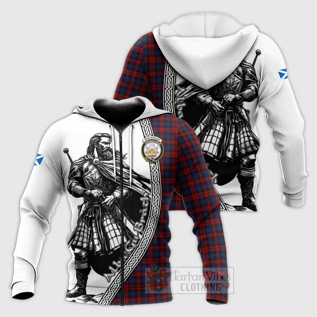 Tartan Vibes Clothing MacLachlan (McLachlan) Tartan Clan Crest Knitted Hoodie with Highlander Warrior Celtic Style