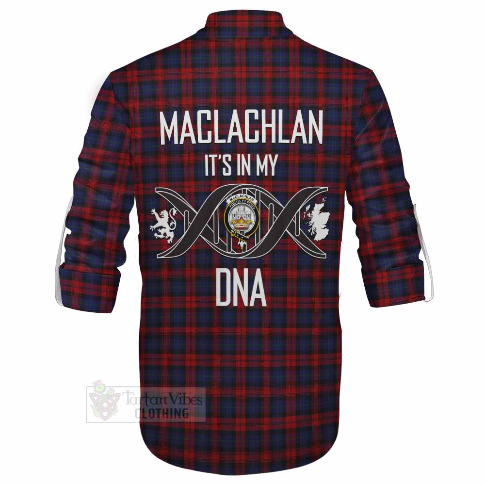 Tartan Vibes Clothing MacLachlan (McLachlan) Tartan Ghillie Kilt Shirt with Family Crest DNA In Me Style