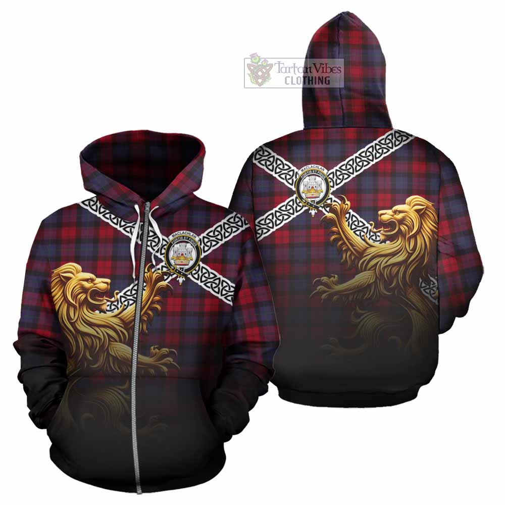 MacLachlan (McLachlan) Crest Tartan Hoodie with Golden Lion Emblem Celtic Style Zip Hoodie - Tartan Vibes Clothing