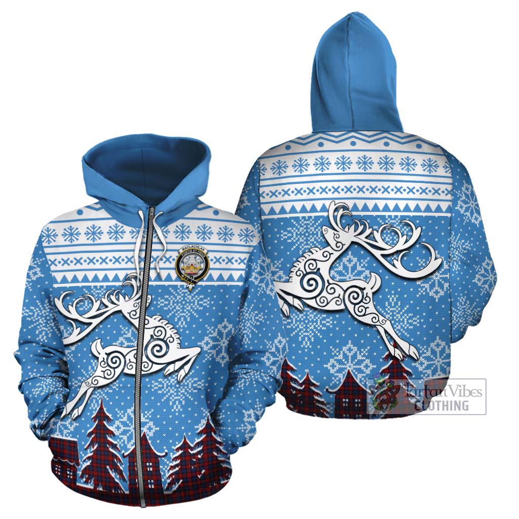 Tartan Vibes Clothing MacLachlan (McLachlan) Clan Christmas Cotton Hoodie Celtic Reindeer Style