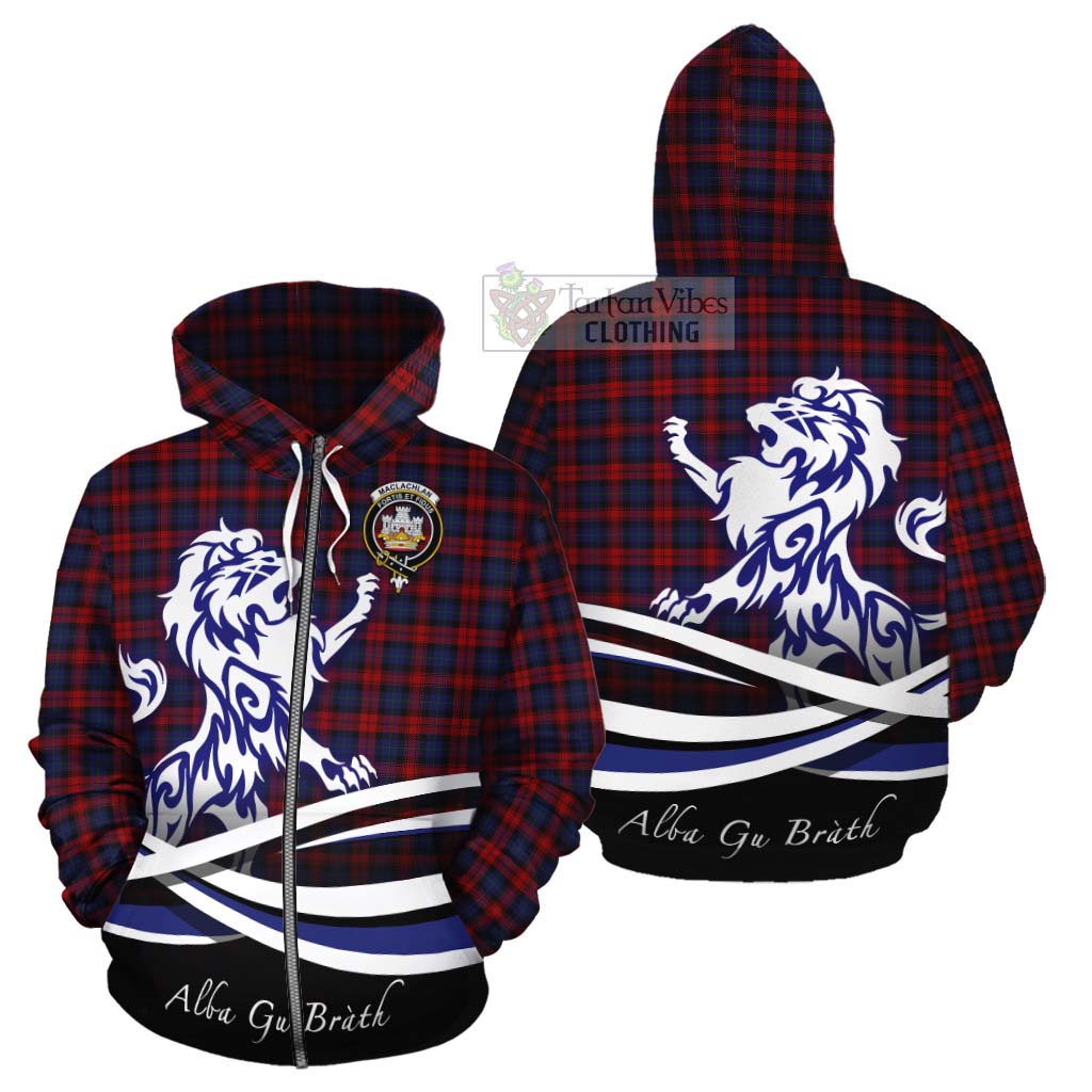 Tartan Vibes Clothing MacLachlan (McLachlan) Tartan Cotton Hoodie with Alba Gu Brath Regal Lion Emblem