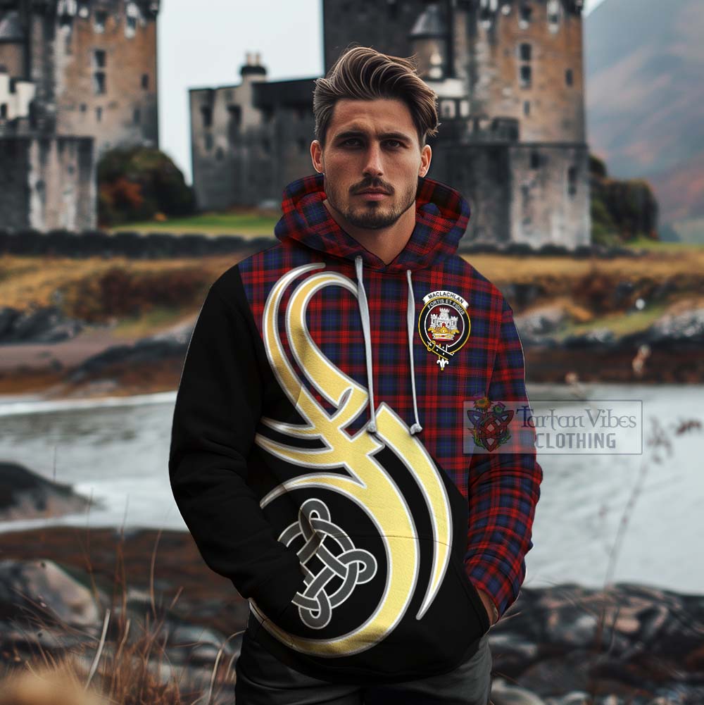 Tartan Vibes Clothing MacLachlan (McLachlan) Tartan Cotton Hoodie with Family Crest and Celtic Symbol Style