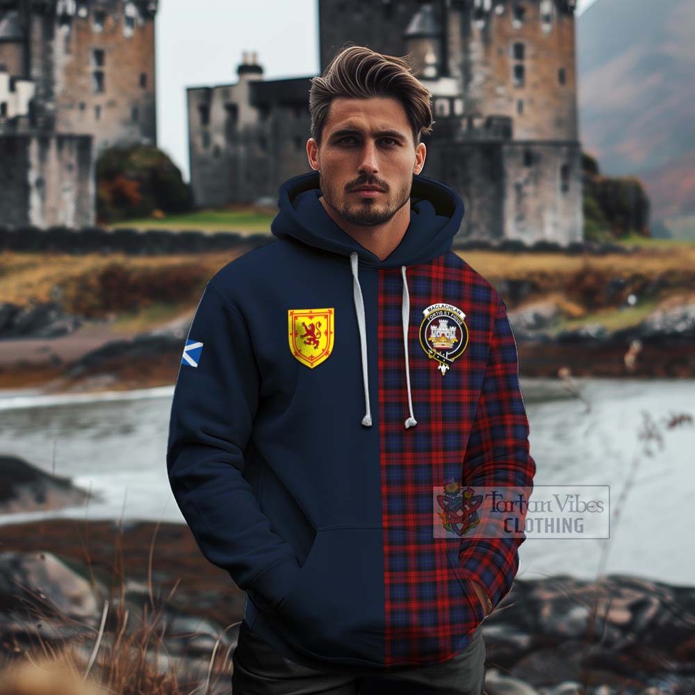 Tartan Vibes Clothing MacLachlan (McLachlan) Tartan Cotton Hoodie Alba with Scottish Lion Royal Arm Half Style