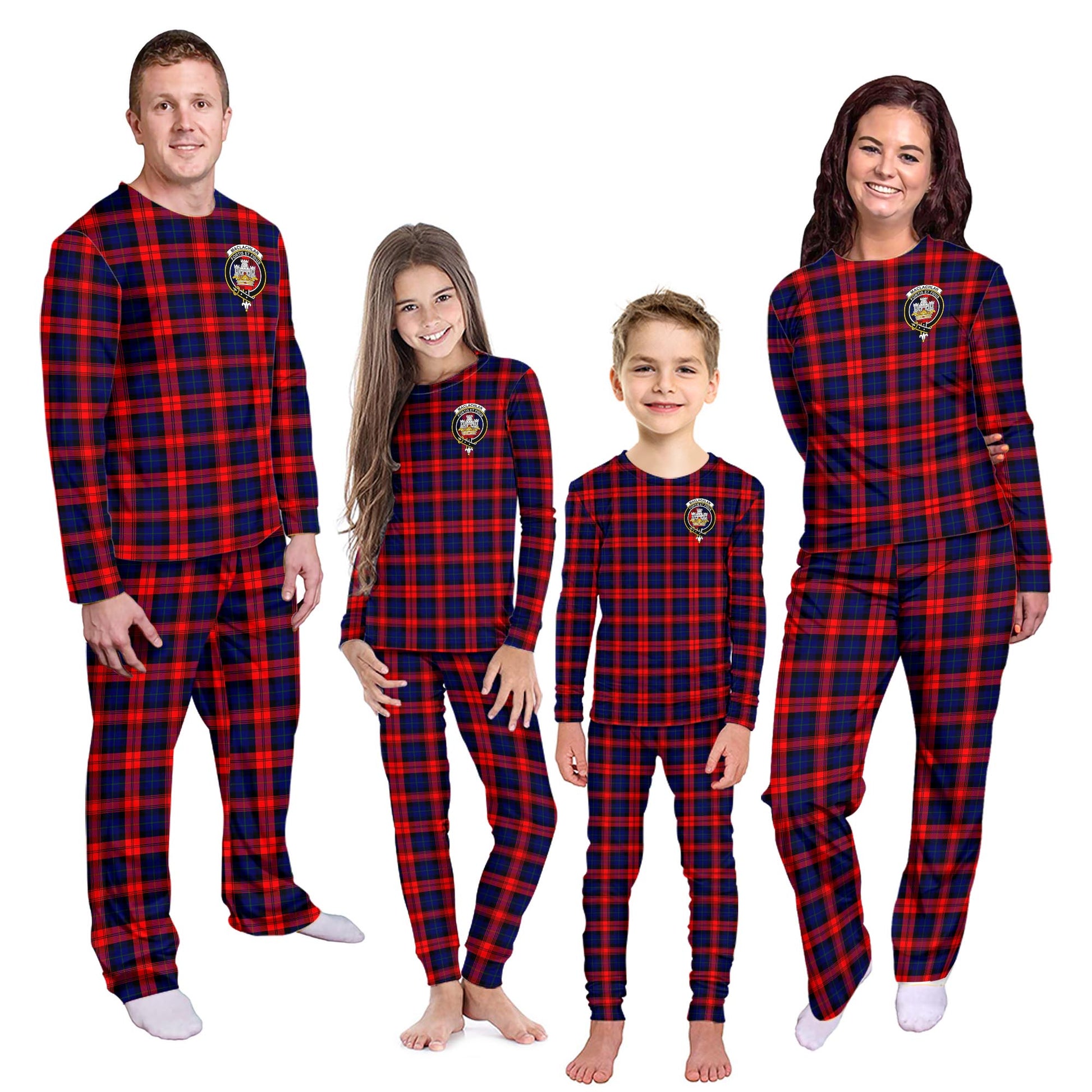 MacLachlan Modern Tartan Pajamas Family Set with Family Crest - Tartanvibesclothing