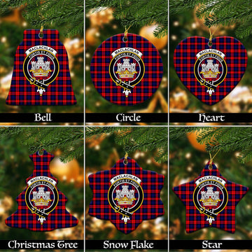 MacLachlan Modern Tartan Christmas Ceramic Ornaments with Family Crest