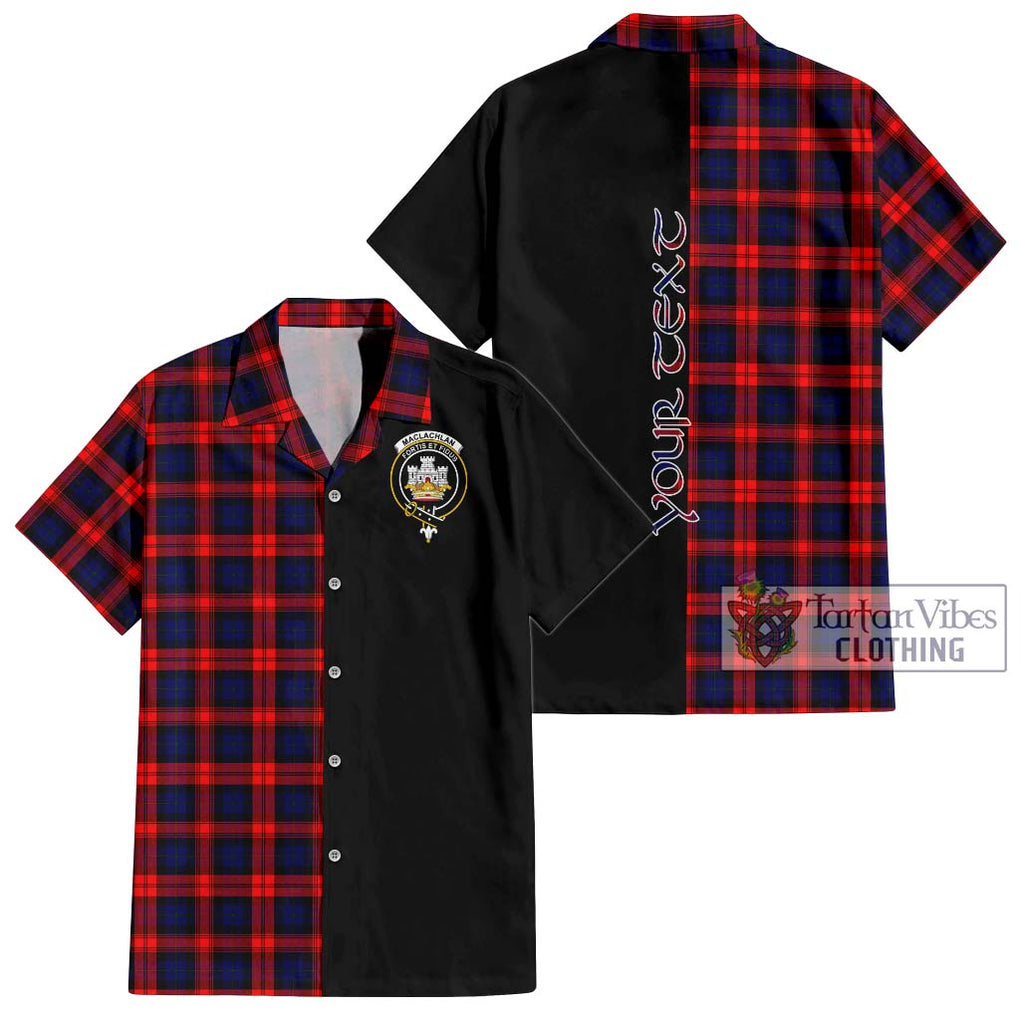 MacLachlan Modern Tartan Short Sleeve Button Shirt with Family Crest and Half Of Me Style Kid - Tartanvibesclothing Shop