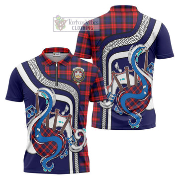 MacLachlan Modern Tartan Zipper Polo Shirt with Epic Bagpipe Style