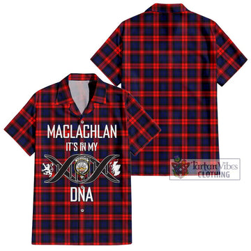 MacLachlan Modern Tartan Short Sleeve Button Shirt with Family Crest DNA In Me Style