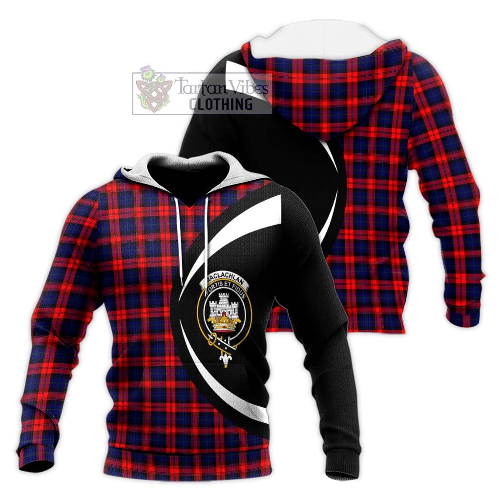 MacLachlan Modern Tartan Knitted Hoodie with Family Crest Circle Style Unisex Knitted Pullover Hoodie - Tartan Vibes Clothing