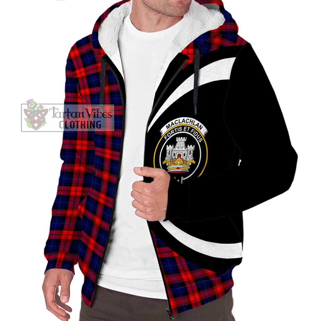 MacLachlan Modern Tartan Sherpa Hoodie with Family Crest Circle Style Unisex S - Tartan Vibes Clothing