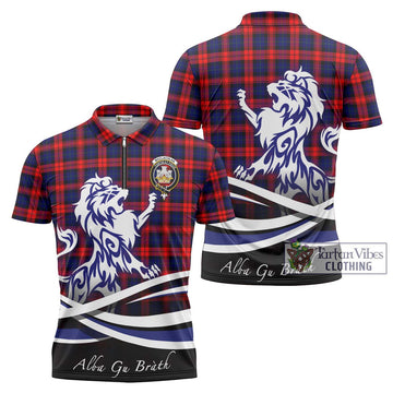 MacLachlan Modern Tartan Zipper Polo Shirt with Alba Gu Brath Regal Lion Emblem