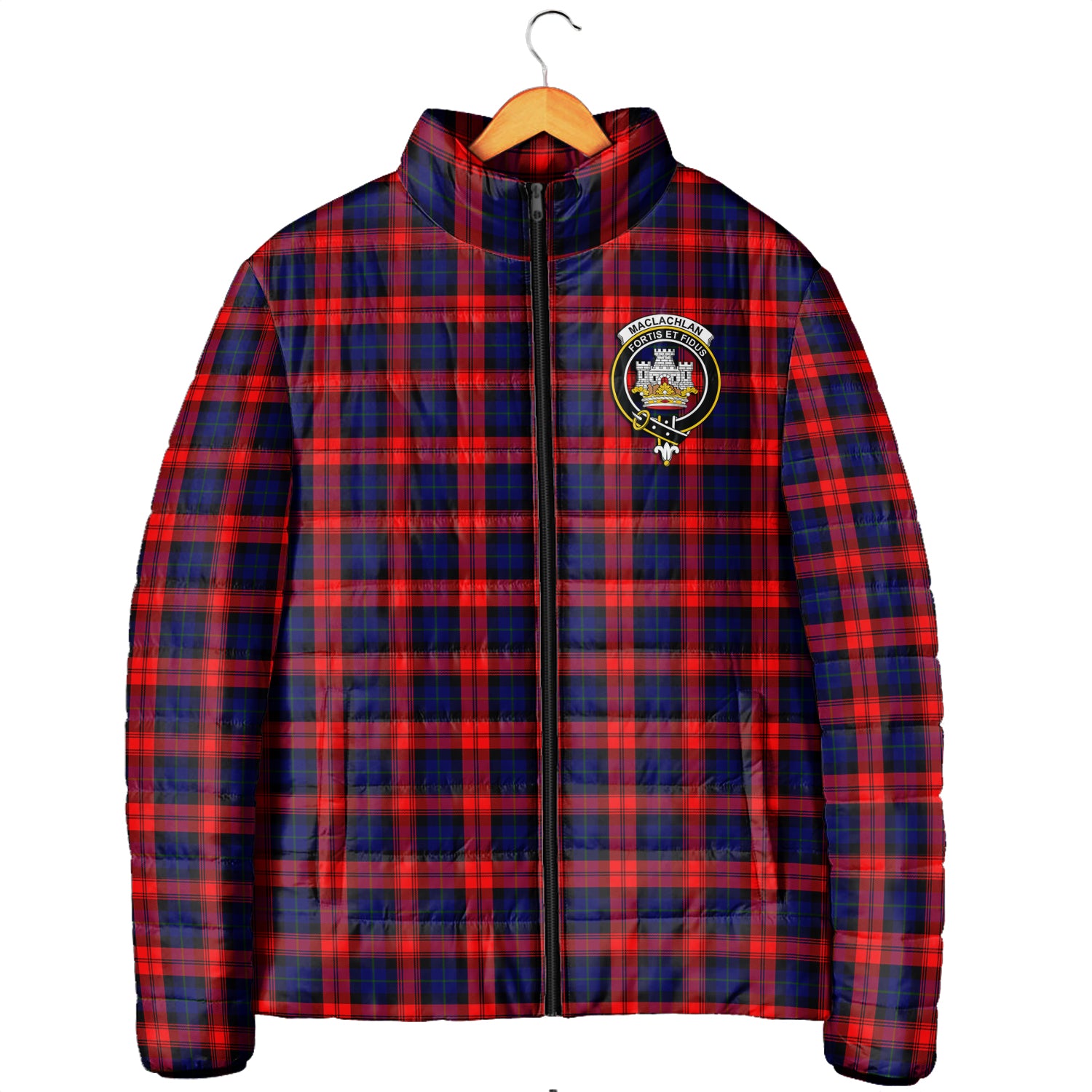 MacLachlan Modern Tartan Padded Jacket with Family Crest Men's Padded Jacket - Tartan Vibes Clothing