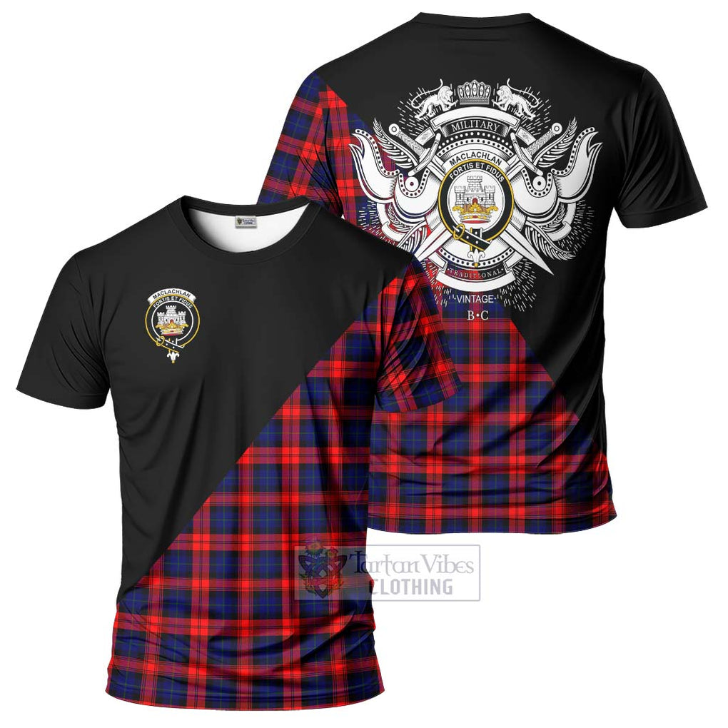 MacLachlan Modern Tartan T-Shirt with Family Crest and Military Logo Style Kid's Shirt - Tartanvibesclothing Shop