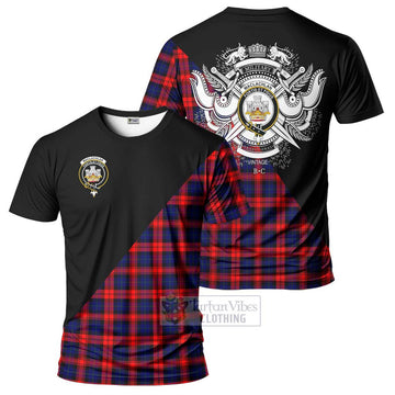 MacLachlan Modern Tartan T-Shirt with Family Crest and Military Logo Style