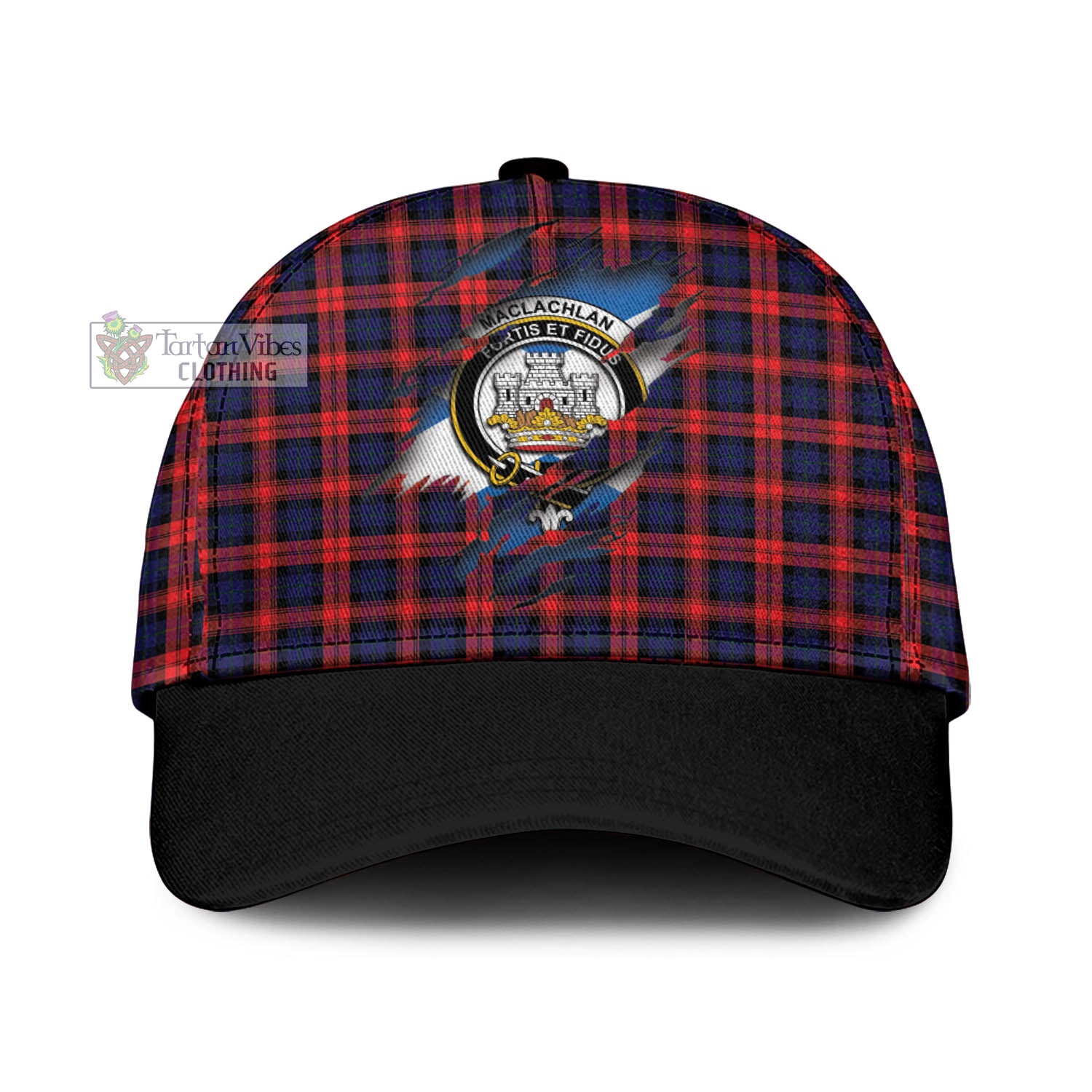 Tartan Vibes Clothing MacLachlan Modern Tartan Classic Cap with Family Crest In Me Style