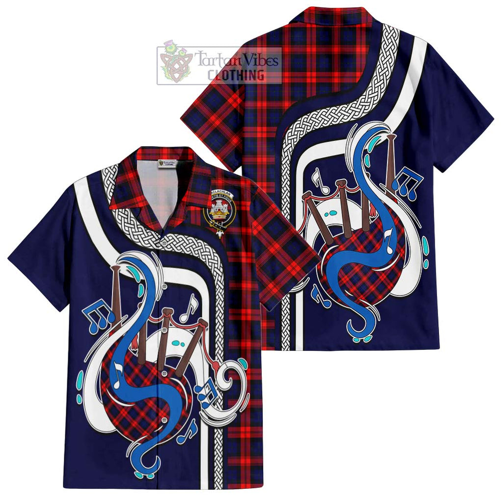 MacLachlan Modern Tartan Short Sleeve Button Shirt with Epic Bagpipe Style Kid - Tartanvibesclothing Shop