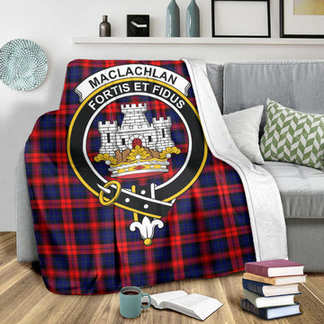 MacLachlan Modern Tartan Blanket with Family Crest